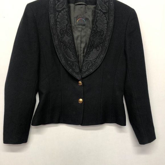 Bogner Women Embroidered 100% Wool Blazer Jacket US Size 6 Black M104 -24 - Picture 12 of 14